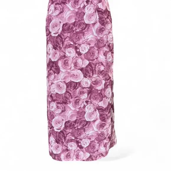 90s Sag Harbor Pink Rose Wrap Midi Skirt – Cottagecore FloralXXL - Picture 2 of 8